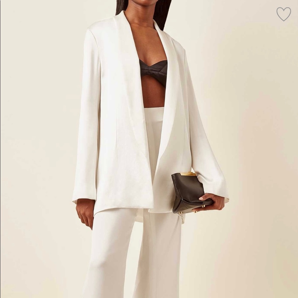 GALVAN Julianne satin open-front blazer